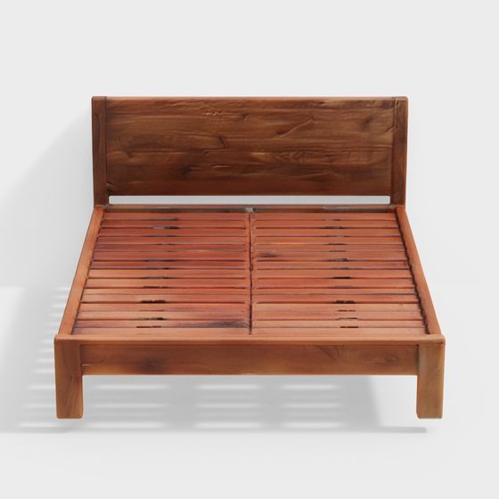 Stylish Wooden Bed Frame 3D model