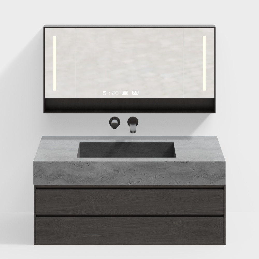 モダンヴィンテージスタイルのバスルーム洗面台