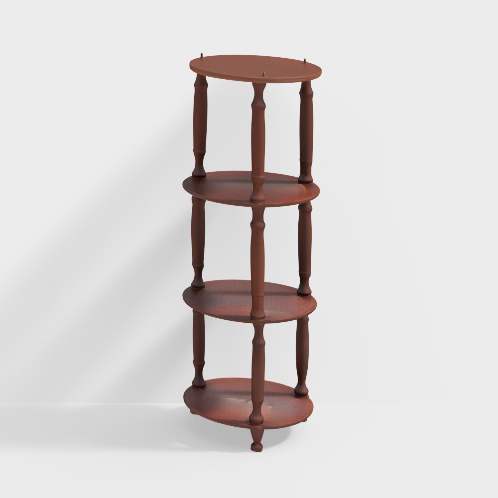 Vintage Wooden Bookshelf 3D model