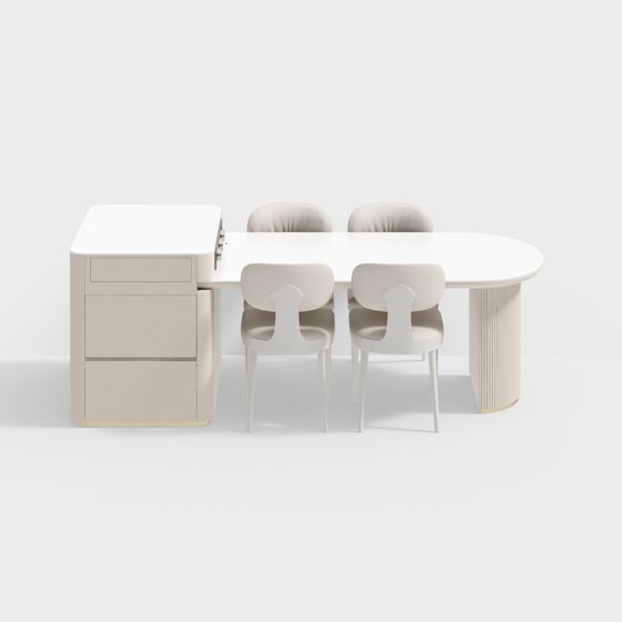 Modern Cream Island Table and Chair Set