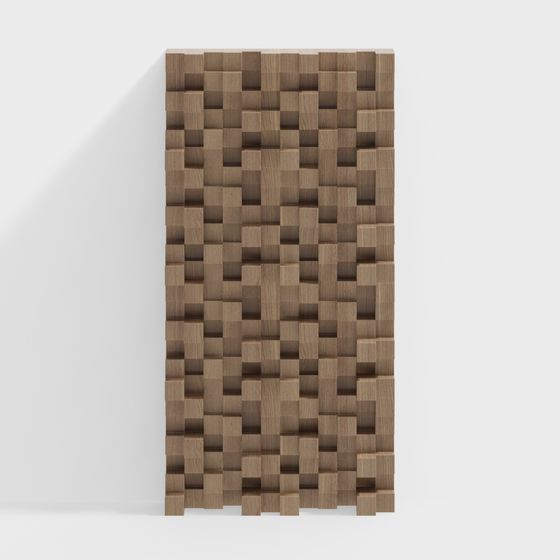 Wooden Block Wall 3D model