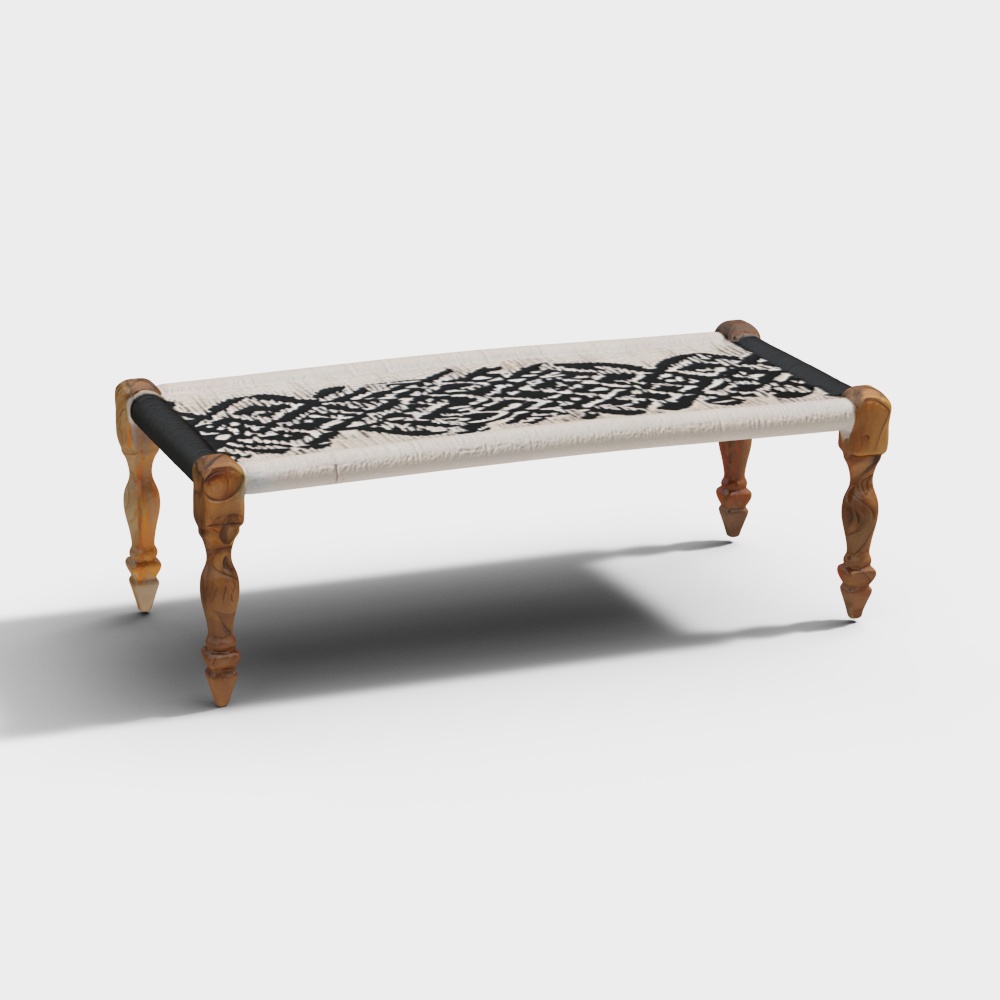 Hamilton Maachi Solid Wood Bench in Black & White