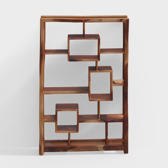 Stylish Geometric Bookshelf 3D model for Creative Spaces