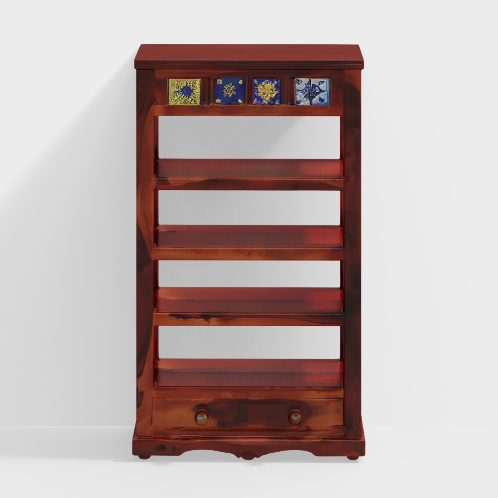 Siramika Sheesham Wood Bookshelf in Honey Oak Finish