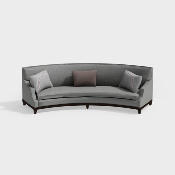 Stylish Curved Sofa 3D model for Contemporary Spaces