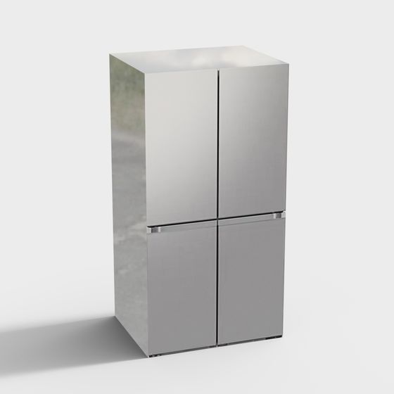 Sleek Stainless Steel Refrigerator 3D model