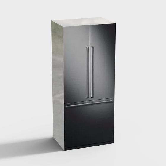 Stylish Low-Polygon Refrigerator 3D model