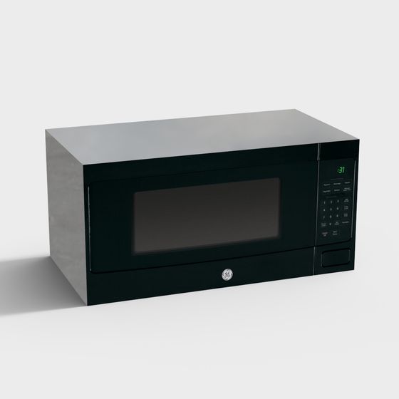 Sleek Black Microwave 3D model