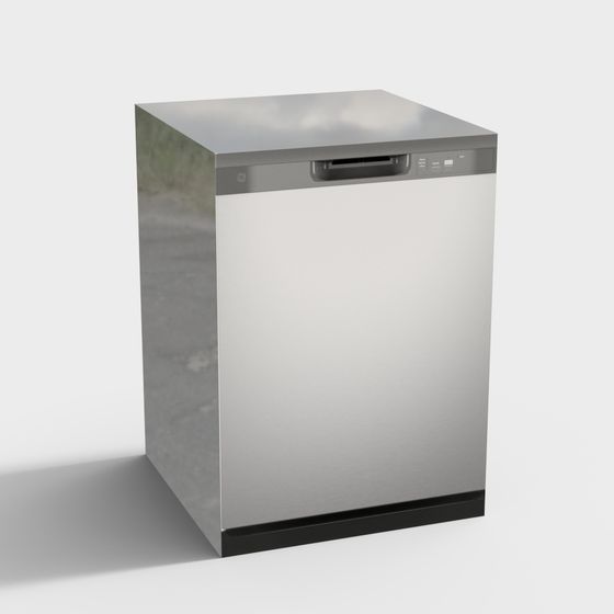 Elegant Stainless Steel Dishwasher 3D model for Modern Kitchens