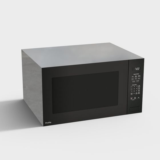Sleek Black Microwave 3D Model for Modern Design