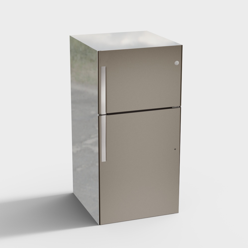 Minimalist Refrigerator 3D Model – Matte Gray & White