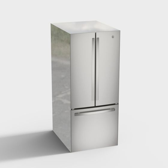 Sleek Stainless Steel Refrigerator 3D model