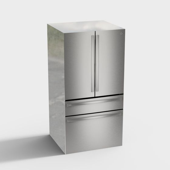 Sleek Stainless Steel Refrigerator 3D model