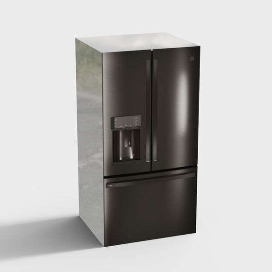 Stylish Low-Polygon Refrigerator 3D model