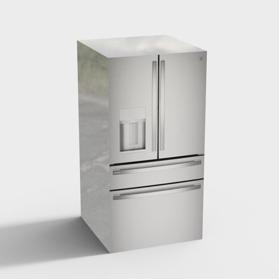 Stylish Stainless Steel Refrigerator 3D model