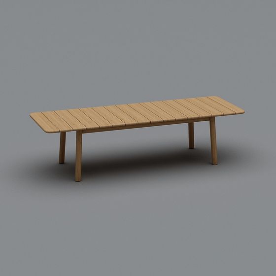 Elegant Wooden Bench 3D model for Modern Design