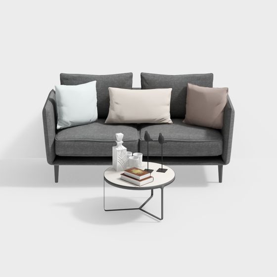 Stylish Low-Polygon Sofa 3D model for Modern Interiors