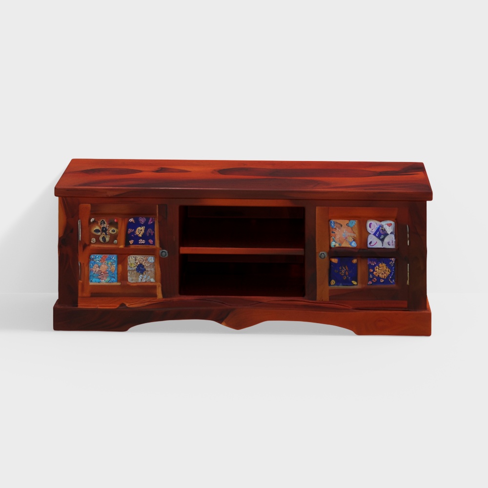 Siramika Sheesham Wood TV Console in Honey Oak Finish