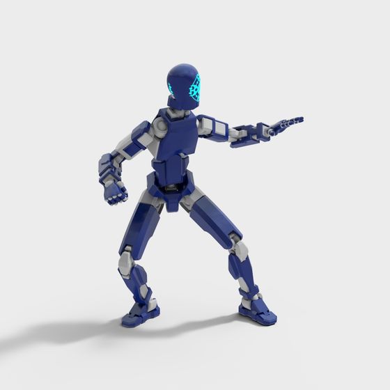 Futuristic Low-Poly 3D Robot Model