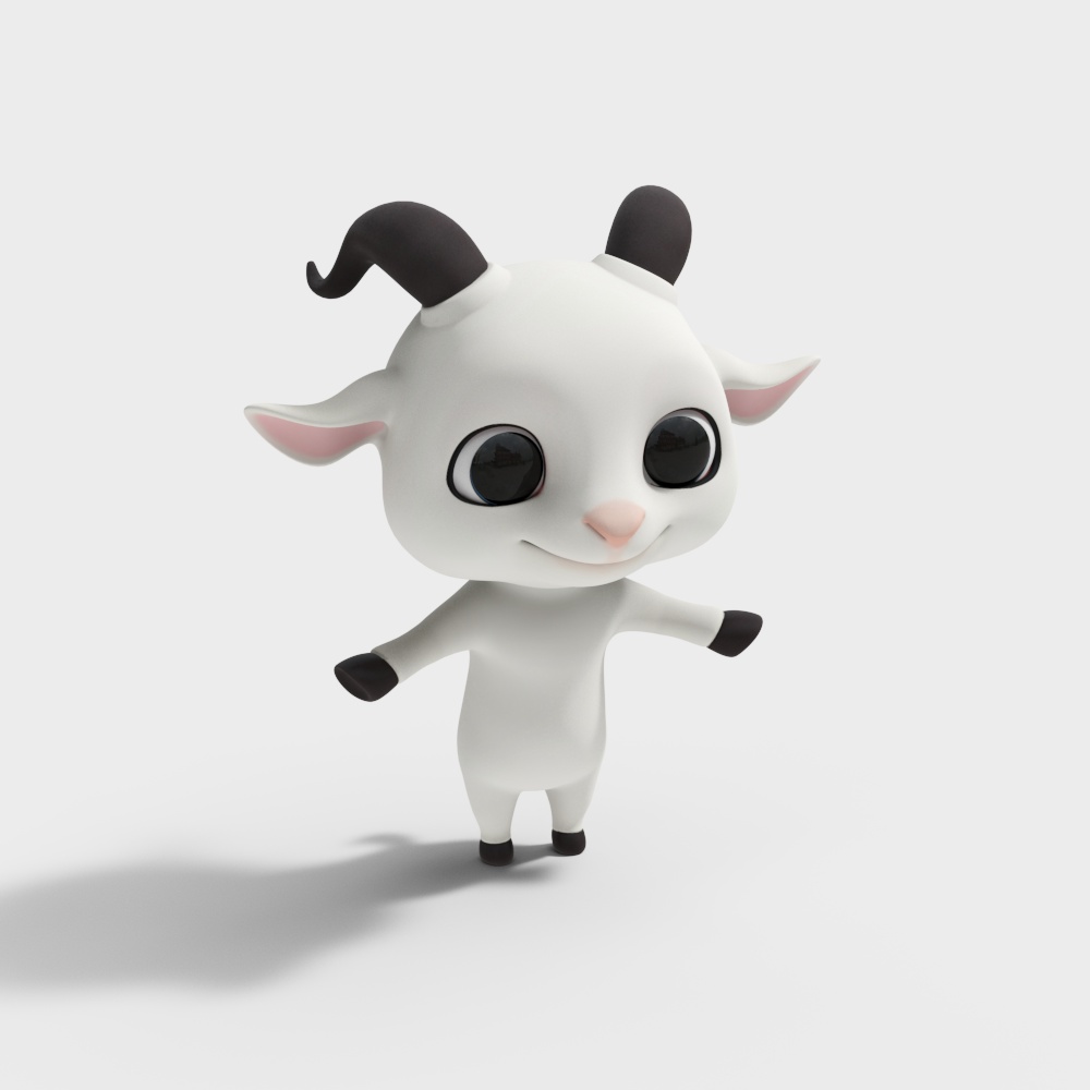 Cute Cartoon Goat 3D Model for Creative Projects
