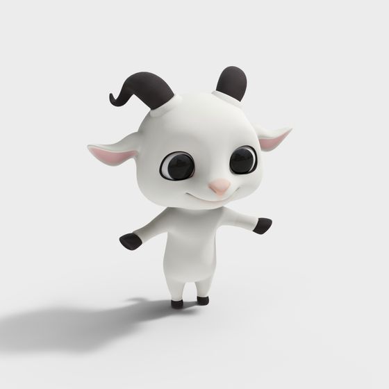 Cute Cartoon Goat 3D Model for Creative Projects