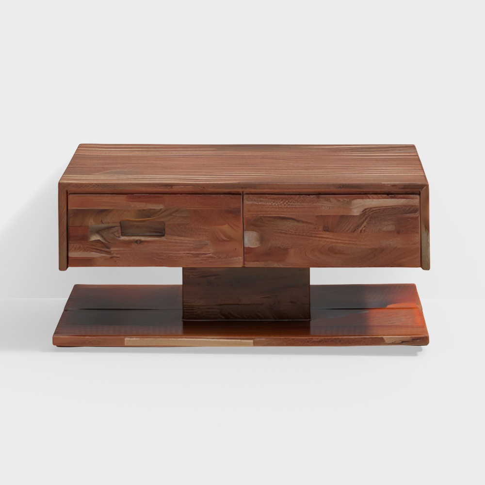 Minimalist Wooden TV Stand 3D Model – Low-Poly Wood Design