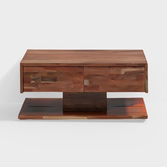 Minimalist Wooden TV Stand 3D model