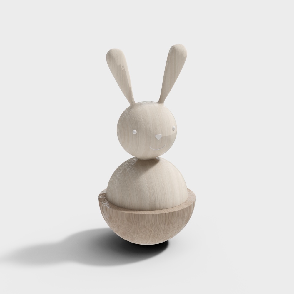 Solid Wood Little Bunny Ornament