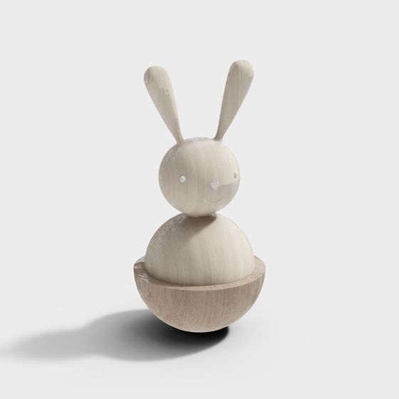 Solid Wood Little Bunny Ornament