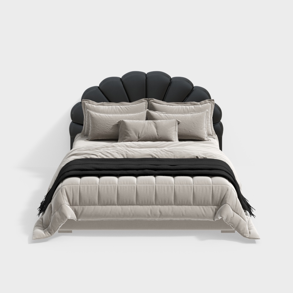 เตียงคู่สีดำสไตล์ฝรั่งเศสโบราณ