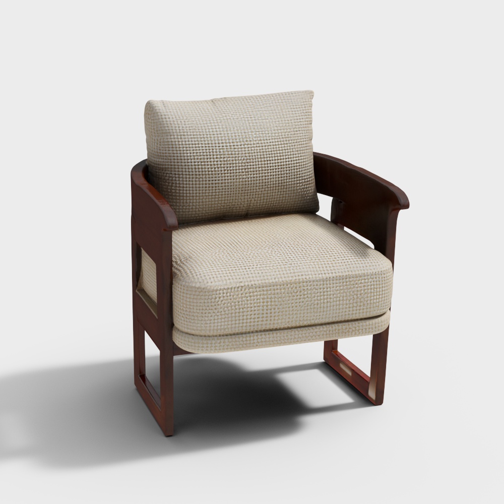 Aloa Fabric Arm Chair in Teak Finish