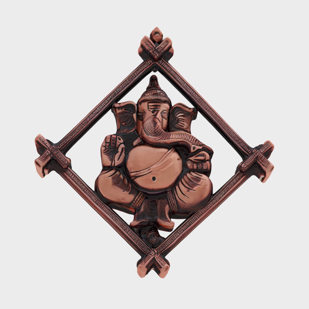 Iron Lord Ganesha Wall Art in Brown