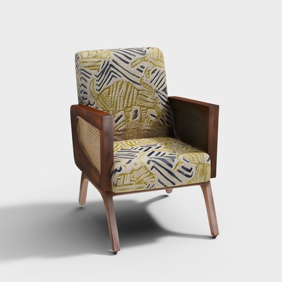 Aloa Fabric Arm Chair In Teak Finish