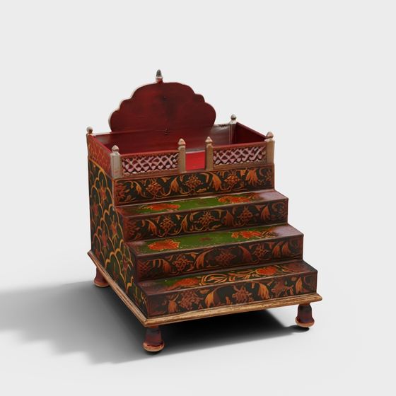 Elegant Vintage Indian Staircase 3D model