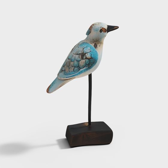 Charming Bluebird Sculpture 3D Model