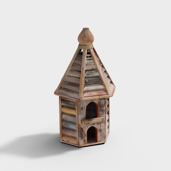 Wooden Birdhouse 3D model