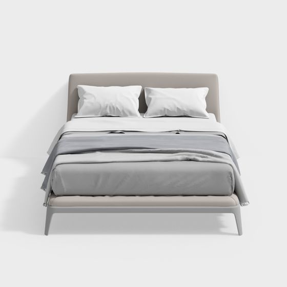 Stylish Minimalist Bed Frame 3D model for Contemporary Spaces