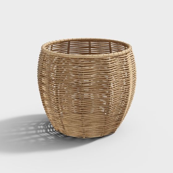 Natural Low-Poly Woven Basket 3D model