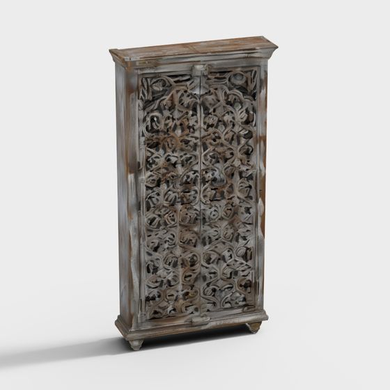 Ancient Style Carved Cabinet 3D model