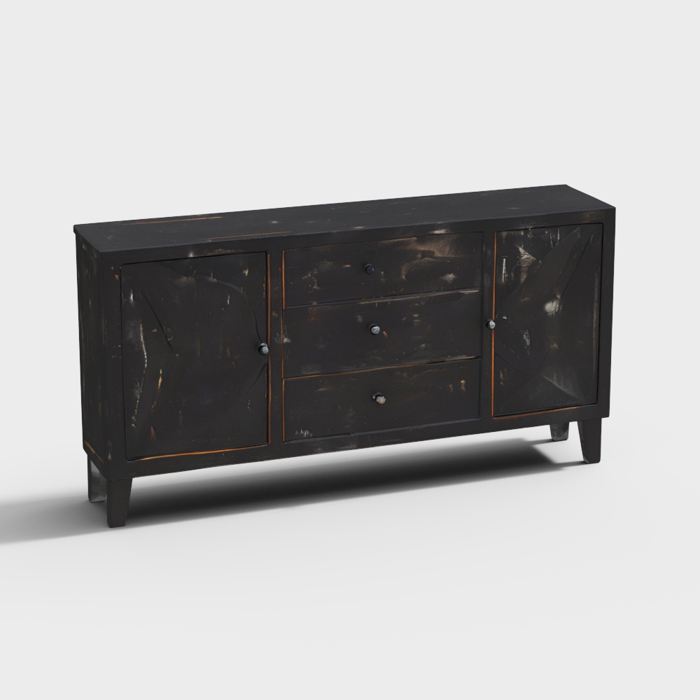 Kailani Mango Wood Black Distressed Chest of Drawers