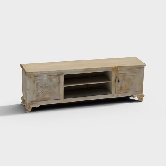 Stylish Vintage TV Cabinet 3D model for Retro Spaces