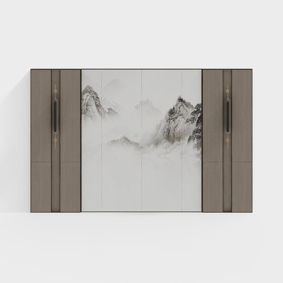 Elegant Landscape Folding Screen 3D Model for Interiors