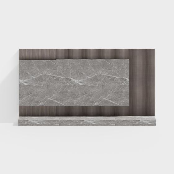 Sophisticated Marble and Wood Wall Panel 3D Model