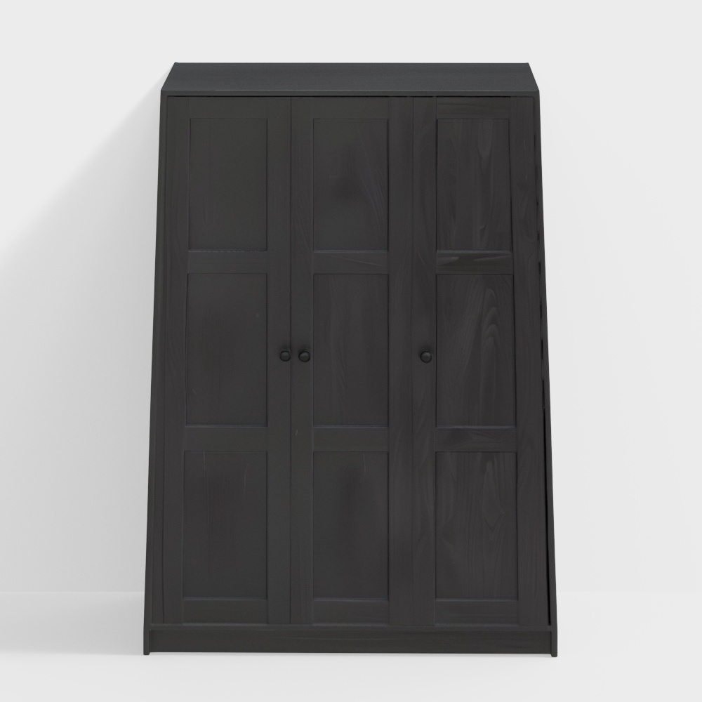 Wardrobe with 3 Doors, Black-Brown