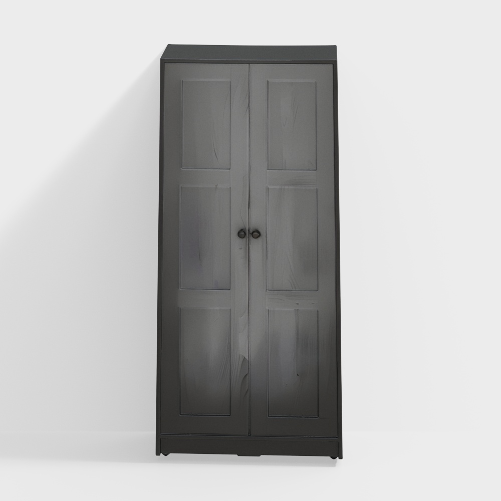Wardrobe with 2 Doors, Black-Brown