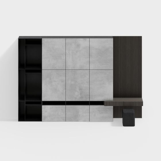 Concrete Bookshelf 3D model for Modern Interiors