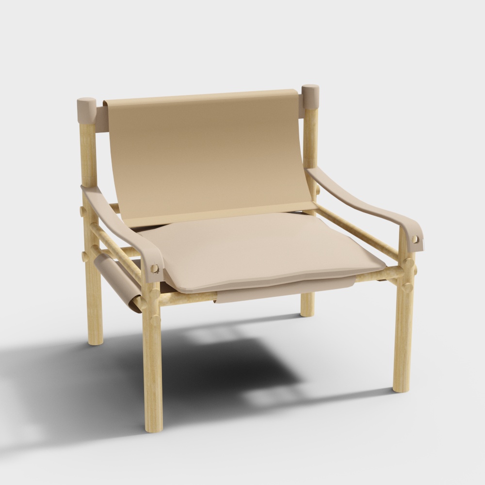 Wooden Lounge Chair 3D model