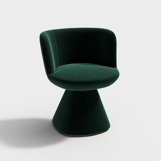 Deep Emerald Green Velvet Armchair 3D model