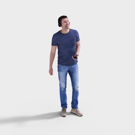 ชายยืนฟังเพลง