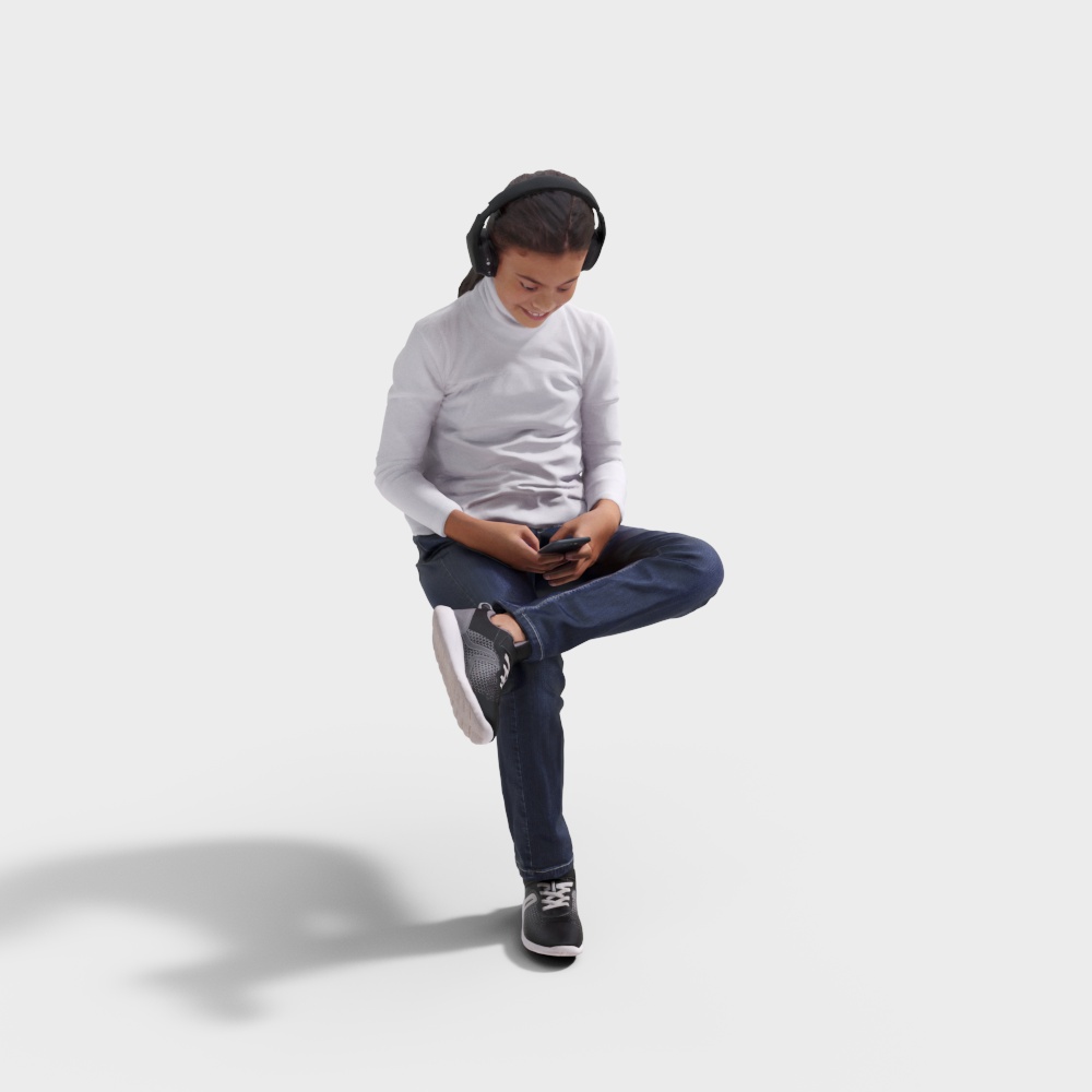 Girl Sitting and Listening to Music